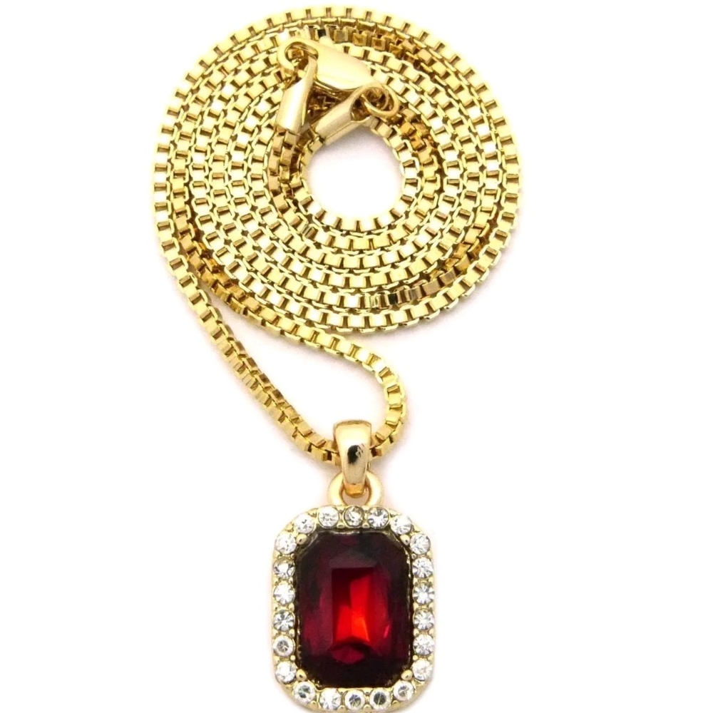 Celebrity Style Red Ruby Gem Chain